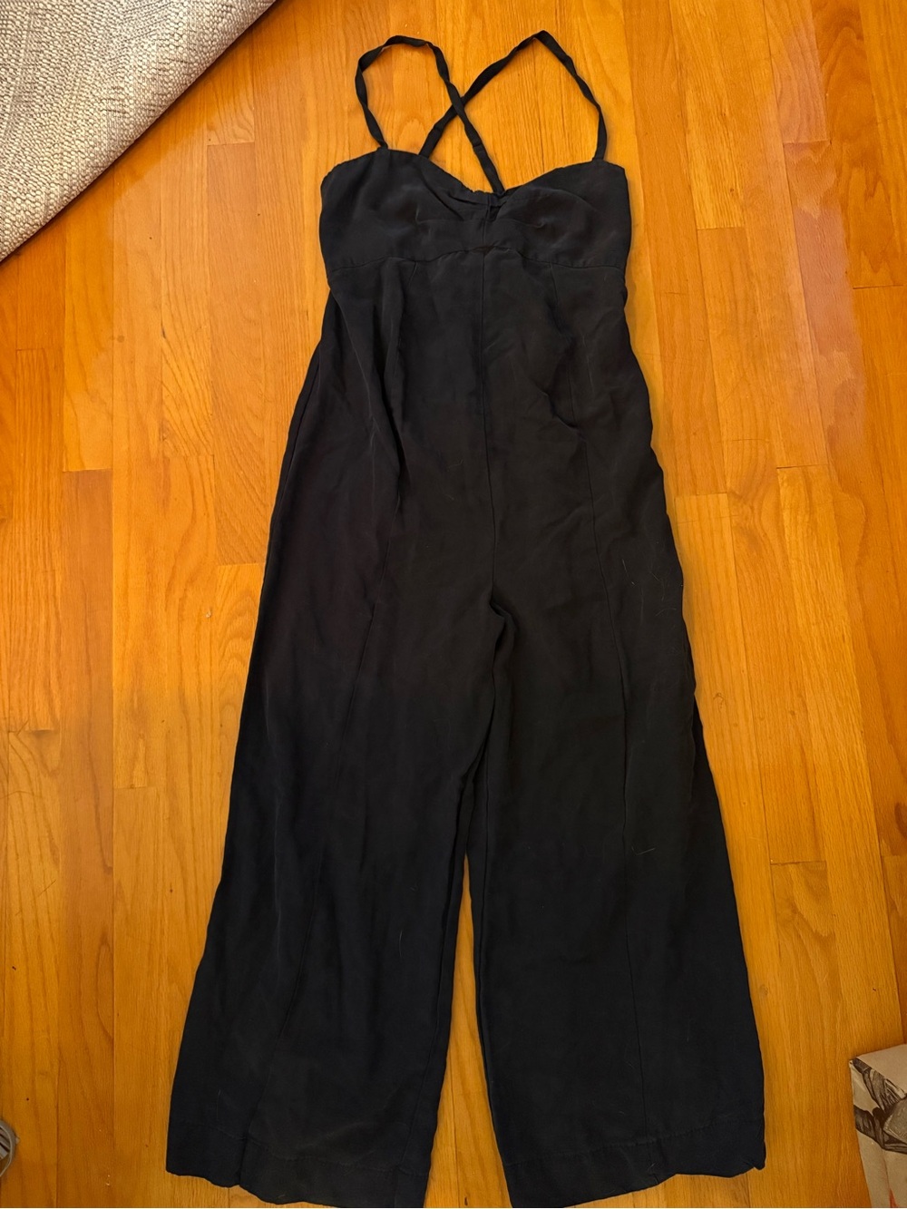 Hatch Black Wide-Leg Crisscross-Strap Jumpsuit